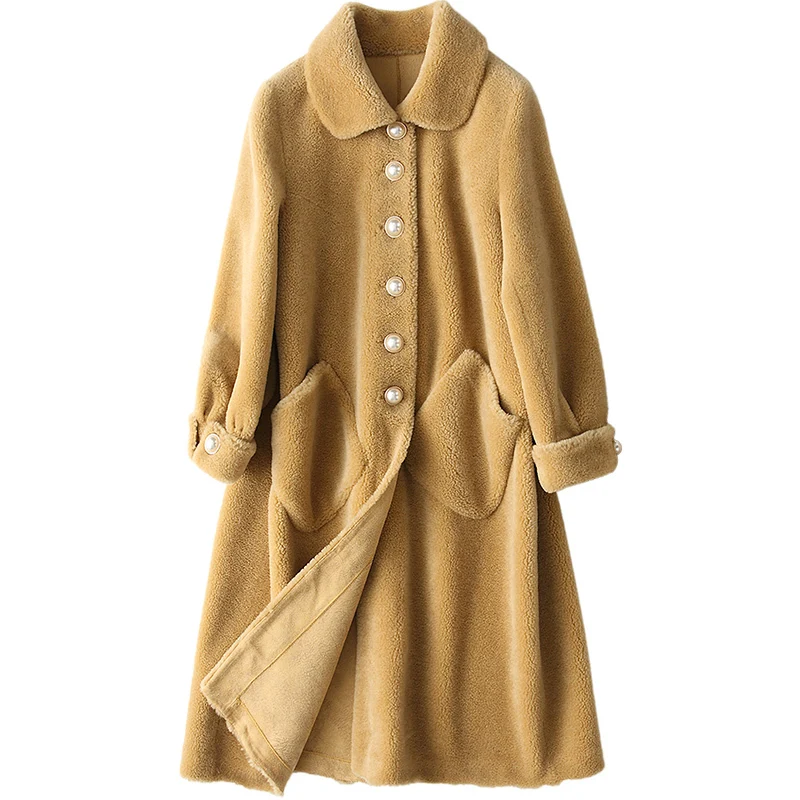 

Real Fur Coat Wool Jacket Autumn Winter Coat Women Clothes 2020 Korean Vintage Sheep Shearling Suede Lining Women Tops ZT3509