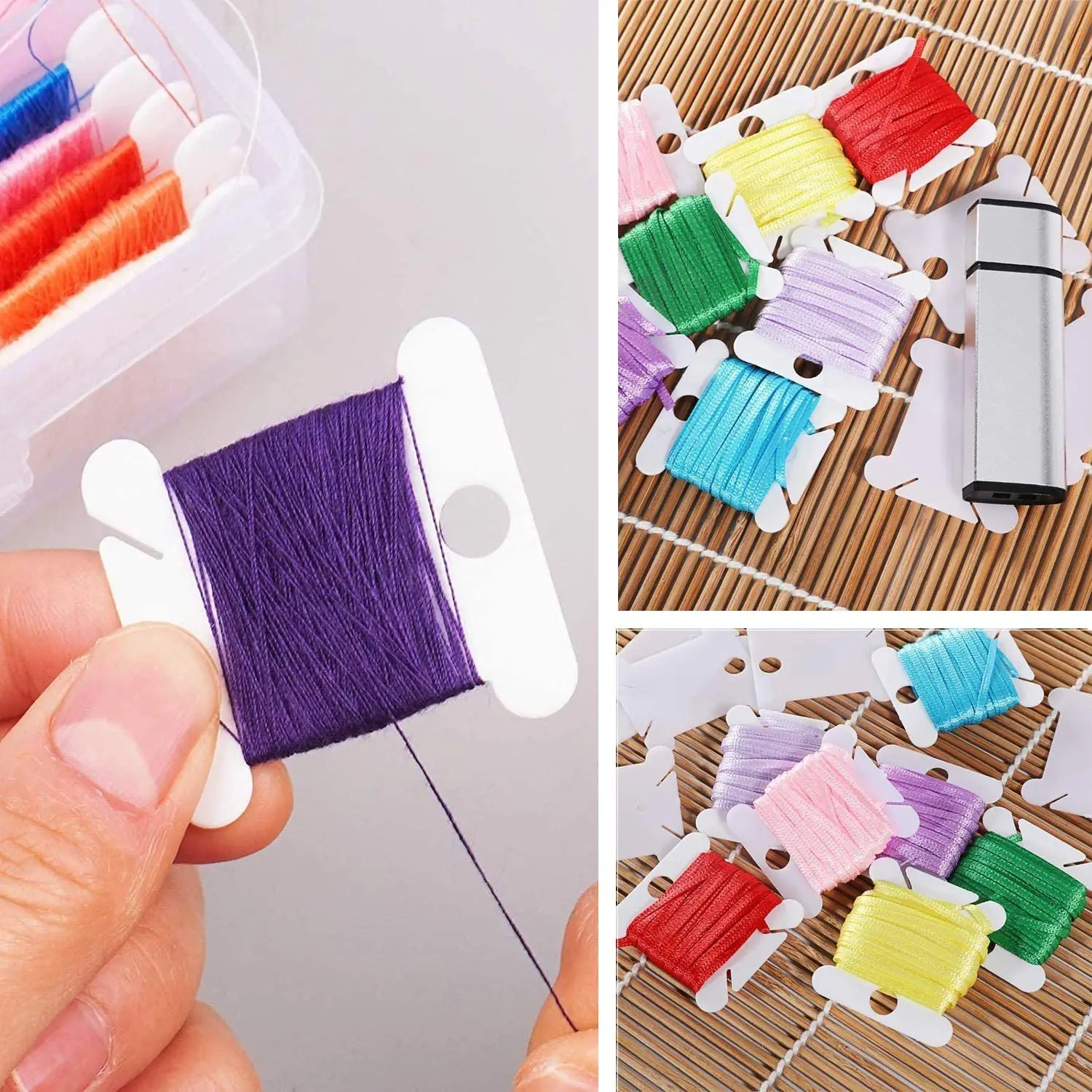 Description Picture 5 of itemD&D 30/60/120pcs Plastic Floss Bobbins Sewing Thread Organizer Holder Embroidery Floss Card DIY Craft Cross Stitch Tools