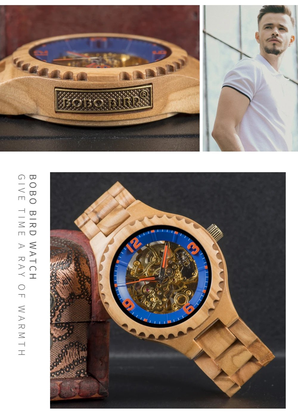 Автоматические часы с механизмом BOBO BIRD деревянные водонепроницаемые мужские часы роскошный дизайн Принимаем Индивидуальные подарочная шкатулка из бамбука