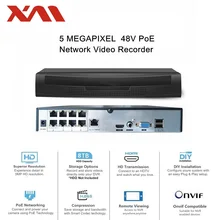 16Ch(8 POE портов) NVR 1080 P/3MP/4MP/5MP H.265 сетевой видеорегистратор Sup порты до 5-мегапиксельной ip-камеры с поддержкой ONVIF