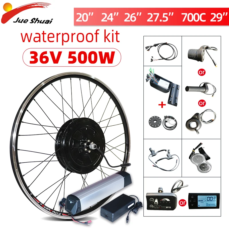 

Electric Bike Conversion Kit 500W Motor Wheel 48V 250W 350W 500W Ebike Kit Front/Rear Hub Motor 350W 36V E Bike Motor 26inch LCD