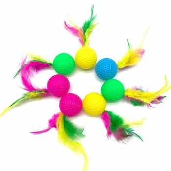 10pcs Feather Golf Ball Cat Toys 1