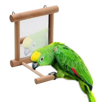 

ITIMO Parrot Toys House Decoration for Cockatiel Parrots Climb Wooden Pet Toy With Mirror Birdcage Brid Toy Bird Accessories