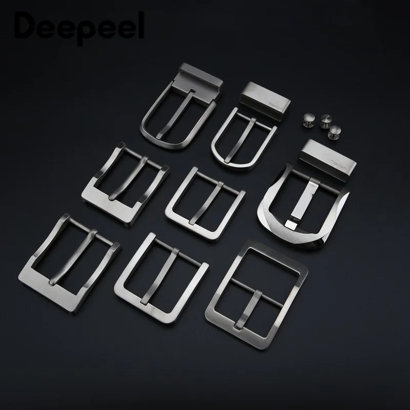 

Deepeel 1pc High-grade Pure Titanium Alloy Belt Buckle Anti-allergy Pin Buckle Belt Head Clip DIY Jeans Leathercraft Accessories