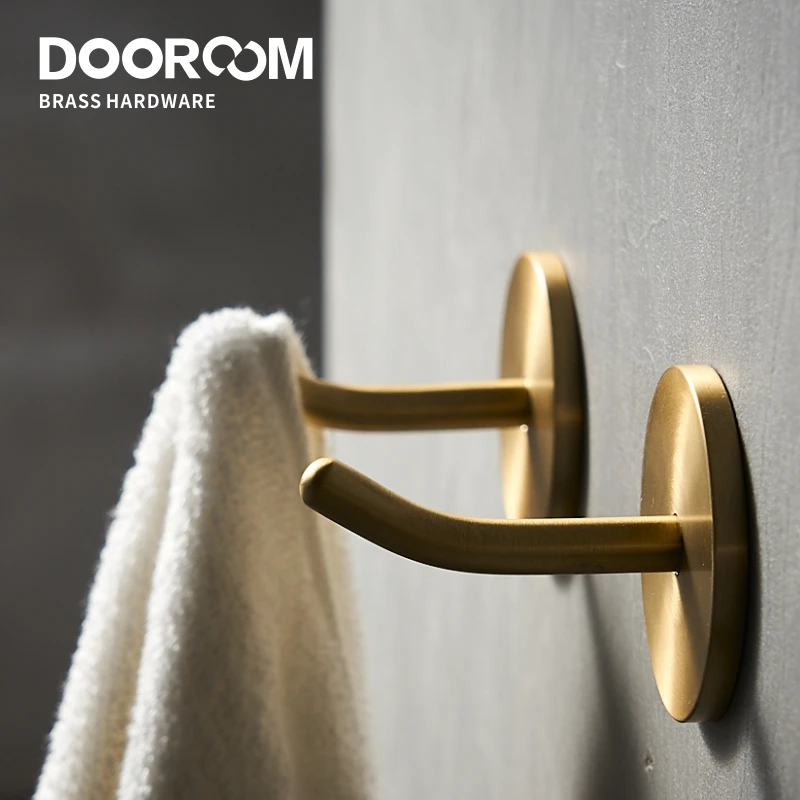Dooroom Brass Punch Free Bearing Hooks Bathroom Indoor Kitchen Hallway Wall Clothes Hooks Wall Hangings Row Nordic