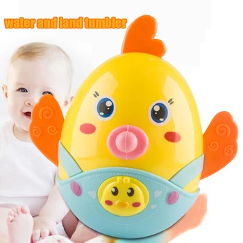 

Hot Selling Tumbler Chick Amphibious Teether Toy with Built-in Bell Baby Rattle Multifunction Toddlers Toy LBV