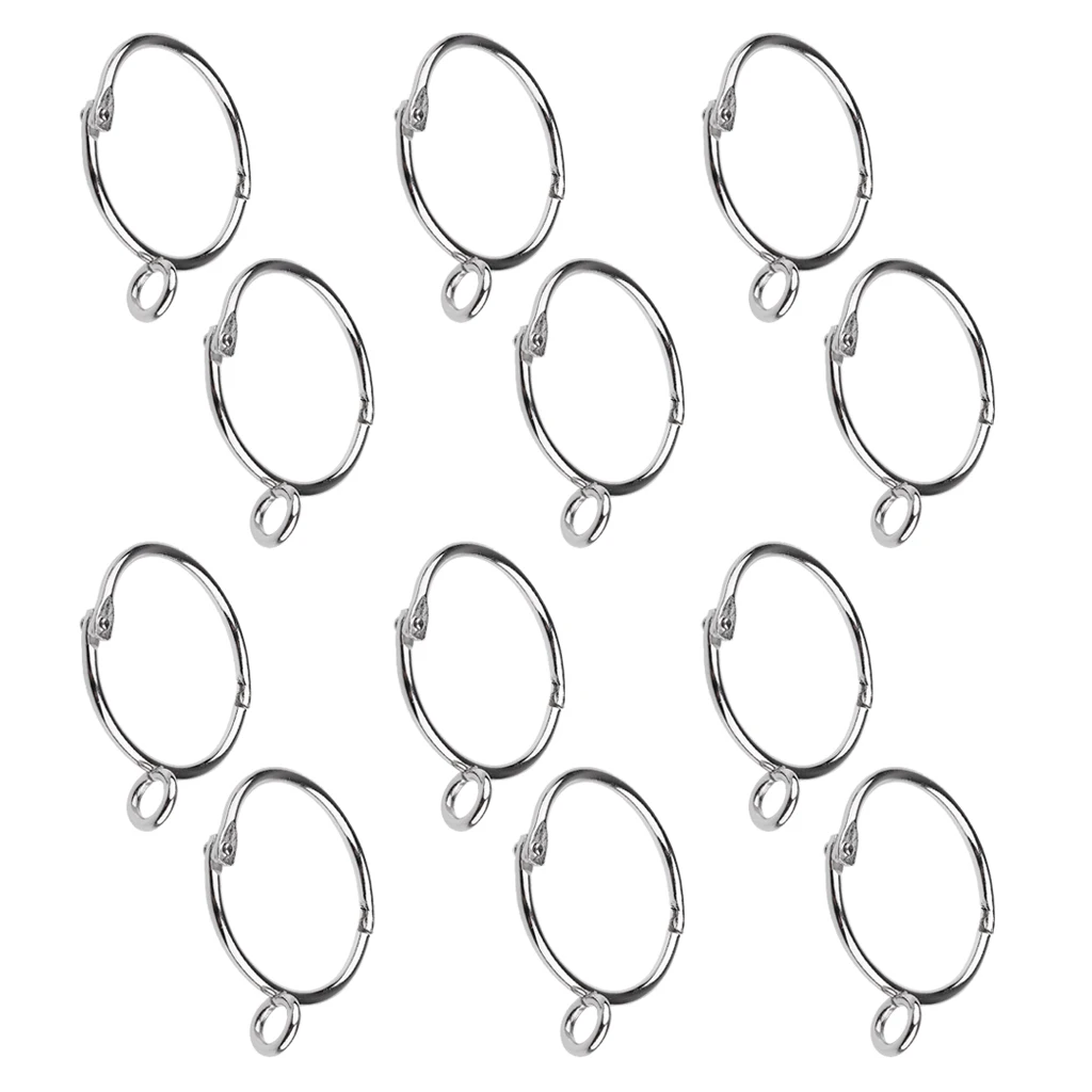12 Pieces Silver 1.5-Inch Inner Diameter Metal Flat Curtain Rings Eyelets, Fits Up to 1.5 Inch Rod