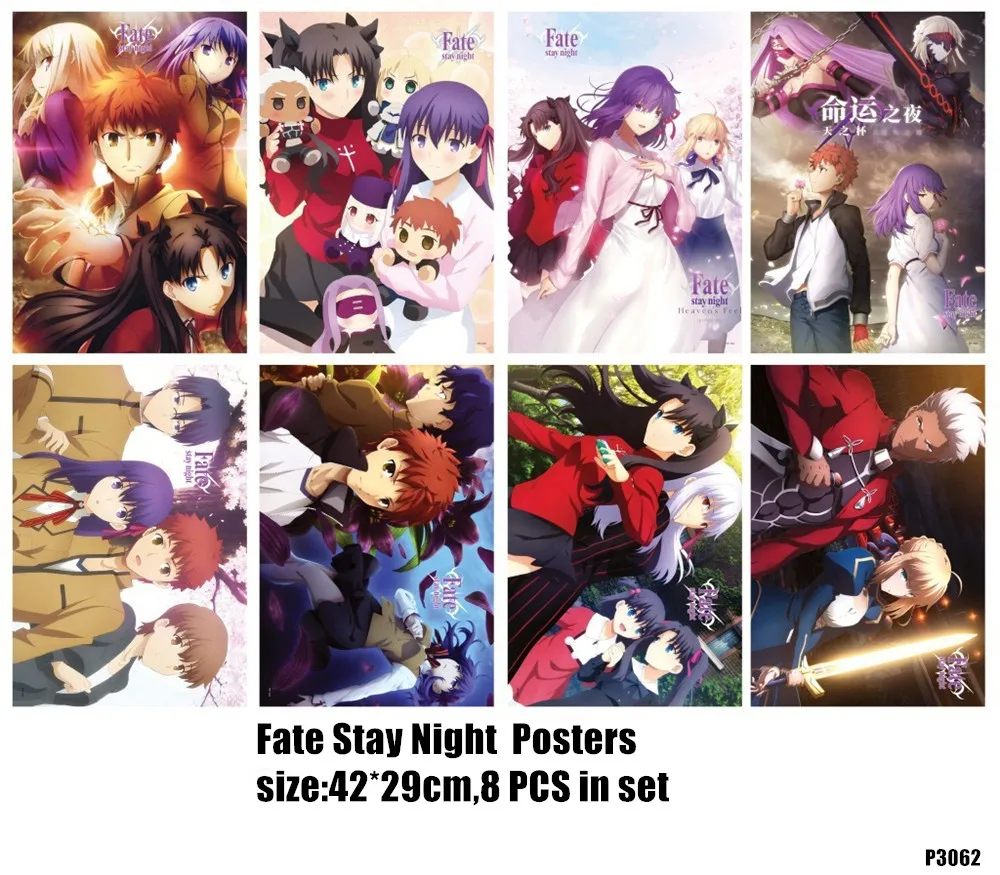 8 шт./лот постеры Fate/stay Night Аниме Fate картины на стену 42x29 см различных дизайнов с