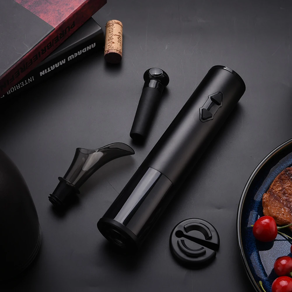 4 In 1 Kitchen Detachable Portable Battery Powered Safe Stainless Steel Wine With Indicator Electric Bottle Opener Set Simple