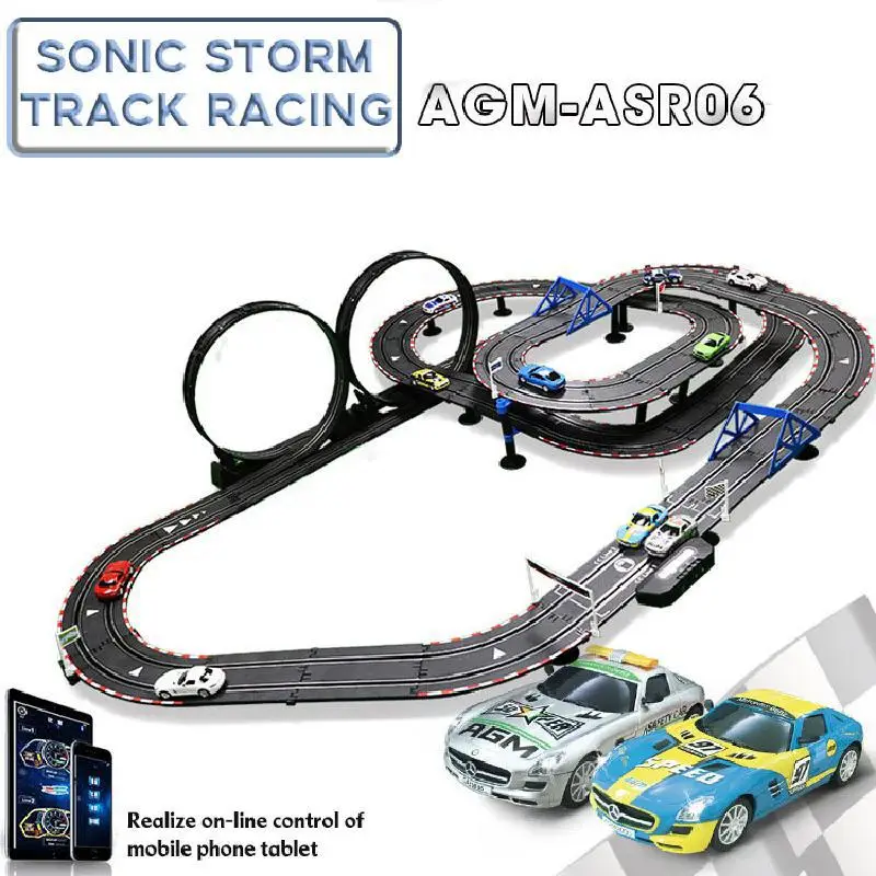 1:43 Electric Railway Circuit Car Toy Profissional Autorama Circuit Voiture  Slot Car Bluetooth Control Double Racing Track Toys