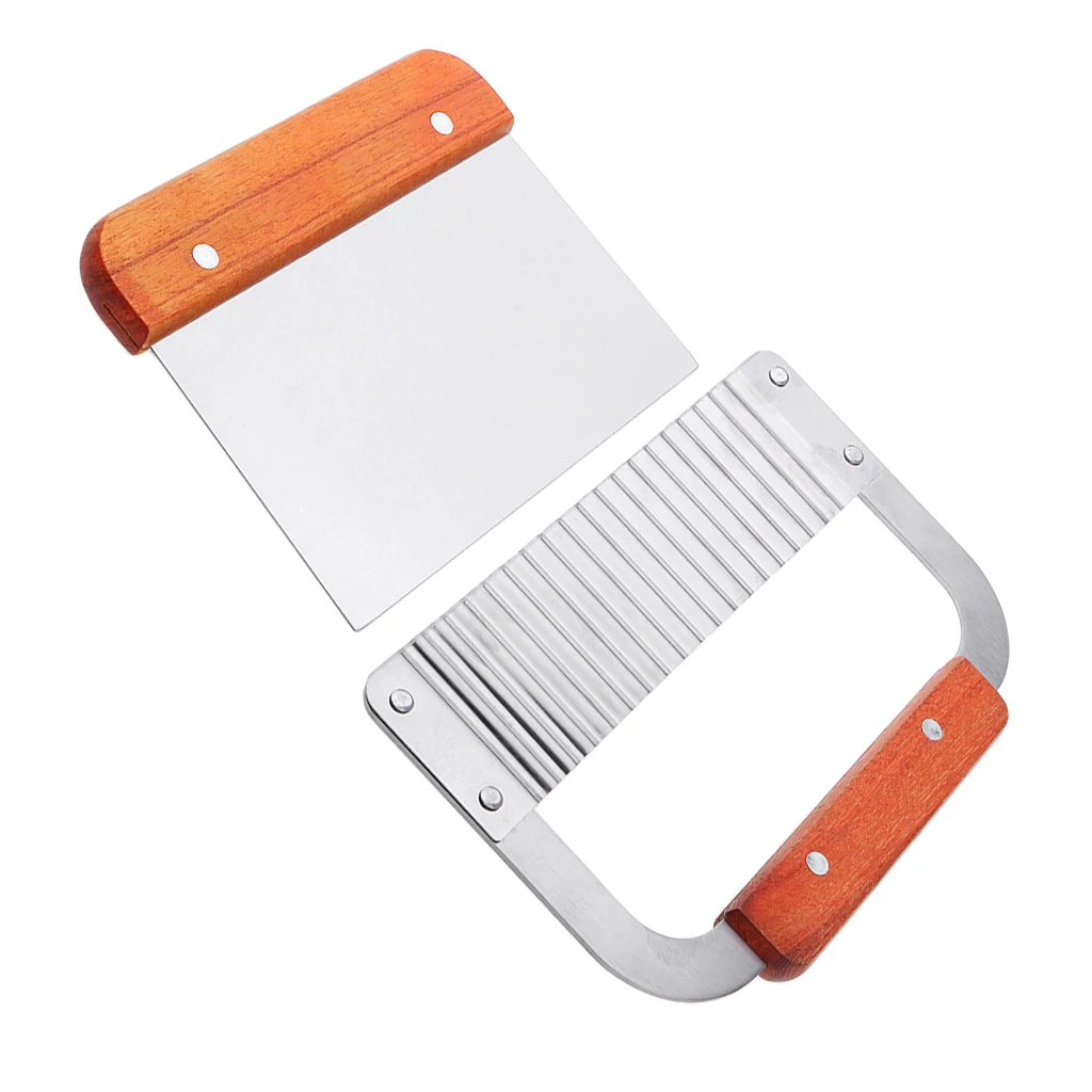 2pcs Straight Wavy Wax Vegetable Dough Soap Cutter Loaf Cake Potato Slicer