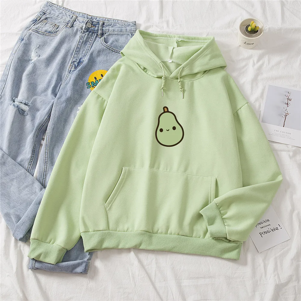 

Cute Cartoon Avocado Sweatshirt Hoodies Kawaii Print Top Fashion Girl Print Hoodie Aesthetic Ladies Hip Hop Clothes Streetwear