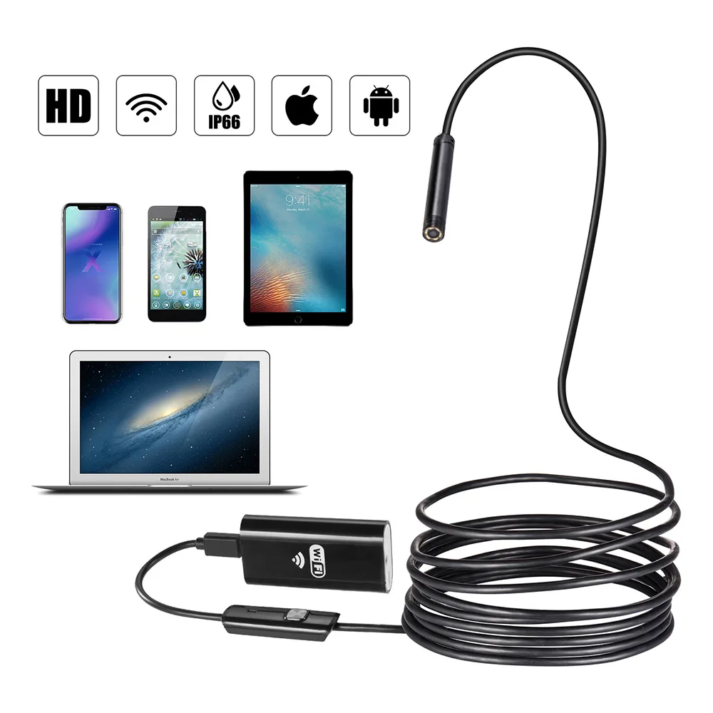 

WIFI Endoscope Camera Mini Waterproof Soft Cable Inspection Camera 8mm USB Endoscope Borescope IOS Endoscope For Iphone Android