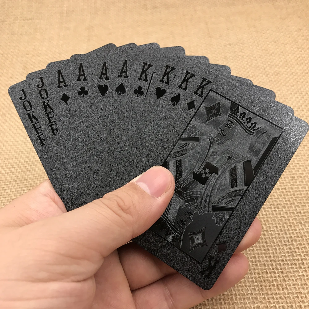 2X Qualität Kunststoff Pvc Poker Wasserdicht Schwarz Spiel Karten X6F5 