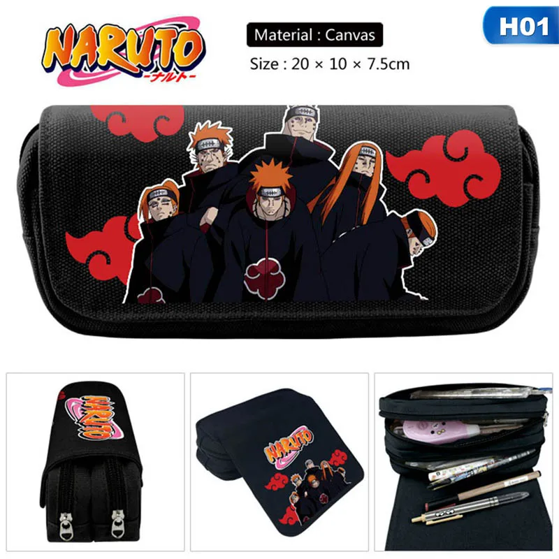 Ботинки в стиле аниме «Naruto Карандаш Чехол из плотной ткани на молнии подходит для детей с артистическим Ёмкость ручка, косметичка, сумка для макияжа, канцелярские товары сумка для школьных принадлежностей