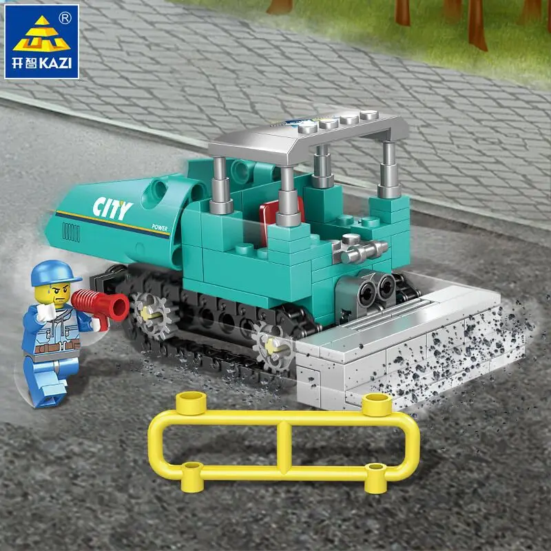 KAZI 80458 Assembled building blocks toy boy city engineering 4 in 1 trailer trailer children insert model