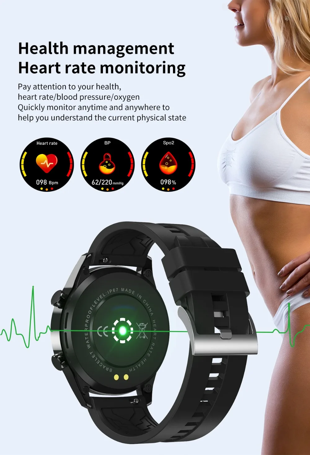 Tela de Toque Bluetooth para Android Ip67 à Prova Relógio Inteligente Telefone Completa Esporte Fitness Dip67 Água Conexão Ios Smartver Masculino 8 água conexão bluetooth para android ios smartwatch masculino