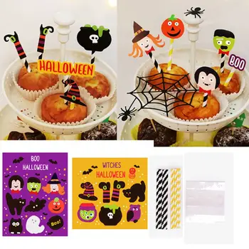 

Halloween Spider Ghost Bat Pumkin Cake Toppers Set Ornamnets Party Decoration