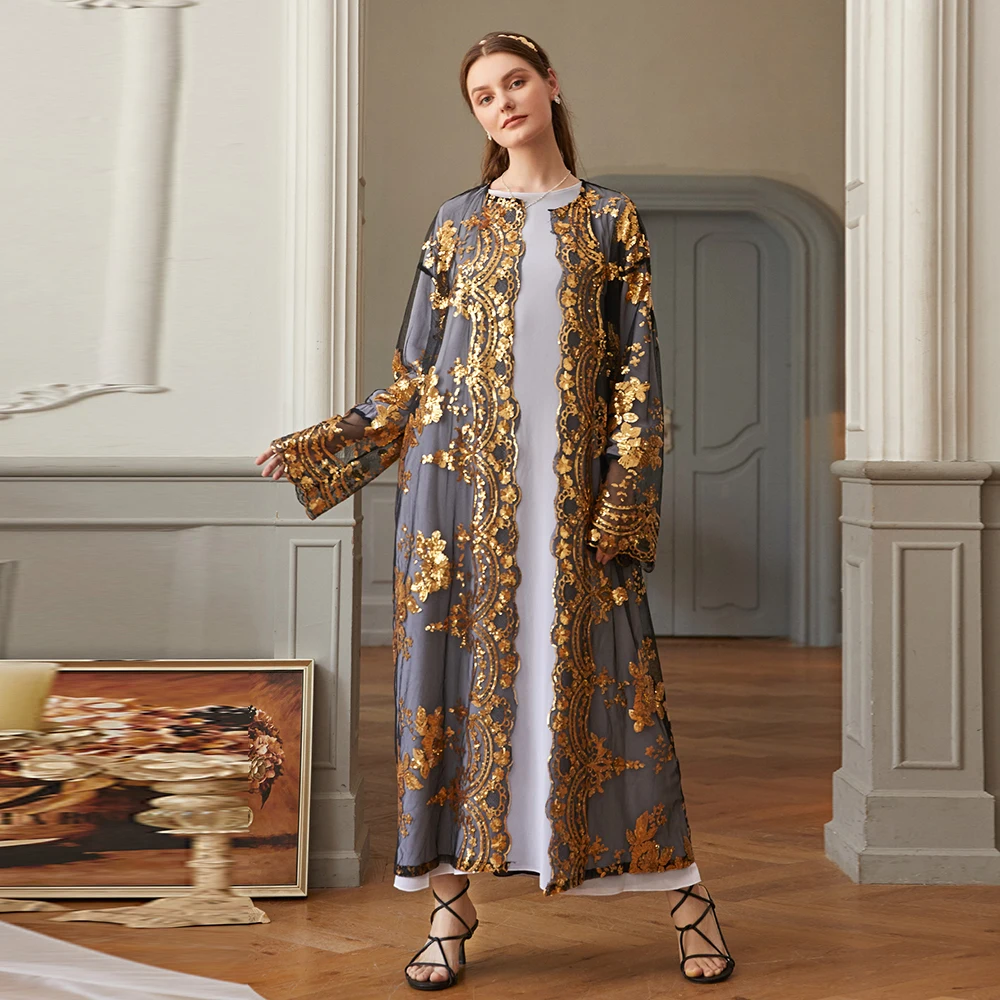 

Dubai Kaftan Kimono Abaya Turkey Muslim Fashion Hijab Dress Cardigan American Islam Clothing African Abayas For Women Robe Oman