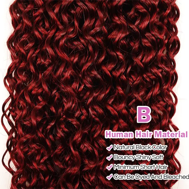 Pinshair волосы красные пряди с закрытием бордовый 99J бразильские кудрявые человеческие волосы 3 пряди с закрытием не Реми красные пряди