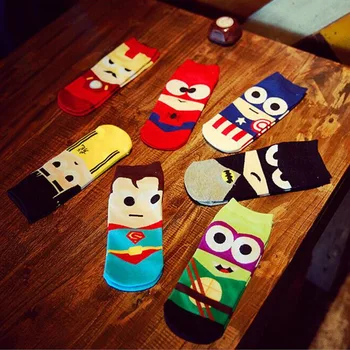 

new cartoon hero League socks breathable cotton socks tidal socks Spiderman Avenger socks superhero cute man socks