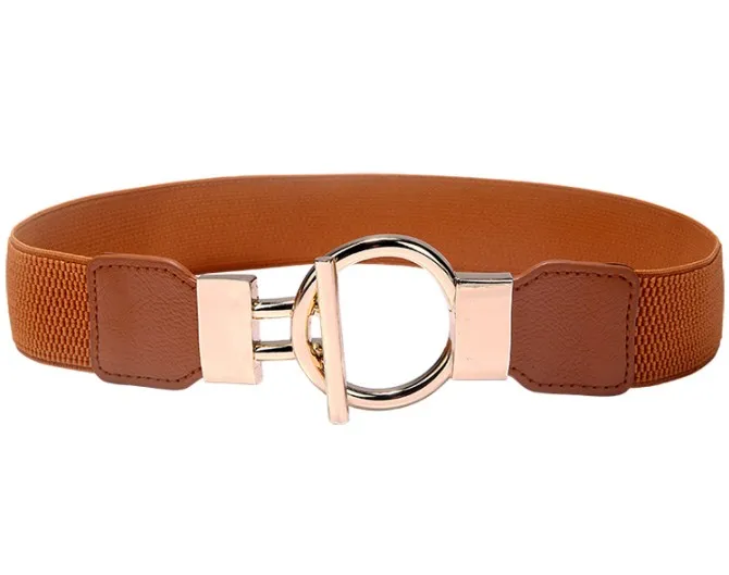 style 3 brown Королевская Пряжка Женская cummerbund белый эластичный широкий ремень универсальные пояса платье декоративные элементы эластичные Корсеты вечерние леди - Color: style 3 brown