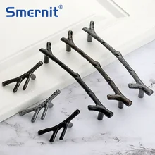 Cheap Tree Branch Door Handles Twig Kitchen Cabinet Knobs and Handles Wardrobe Closet Zinc Alloy Furniture Handle Drawer Pulls Black