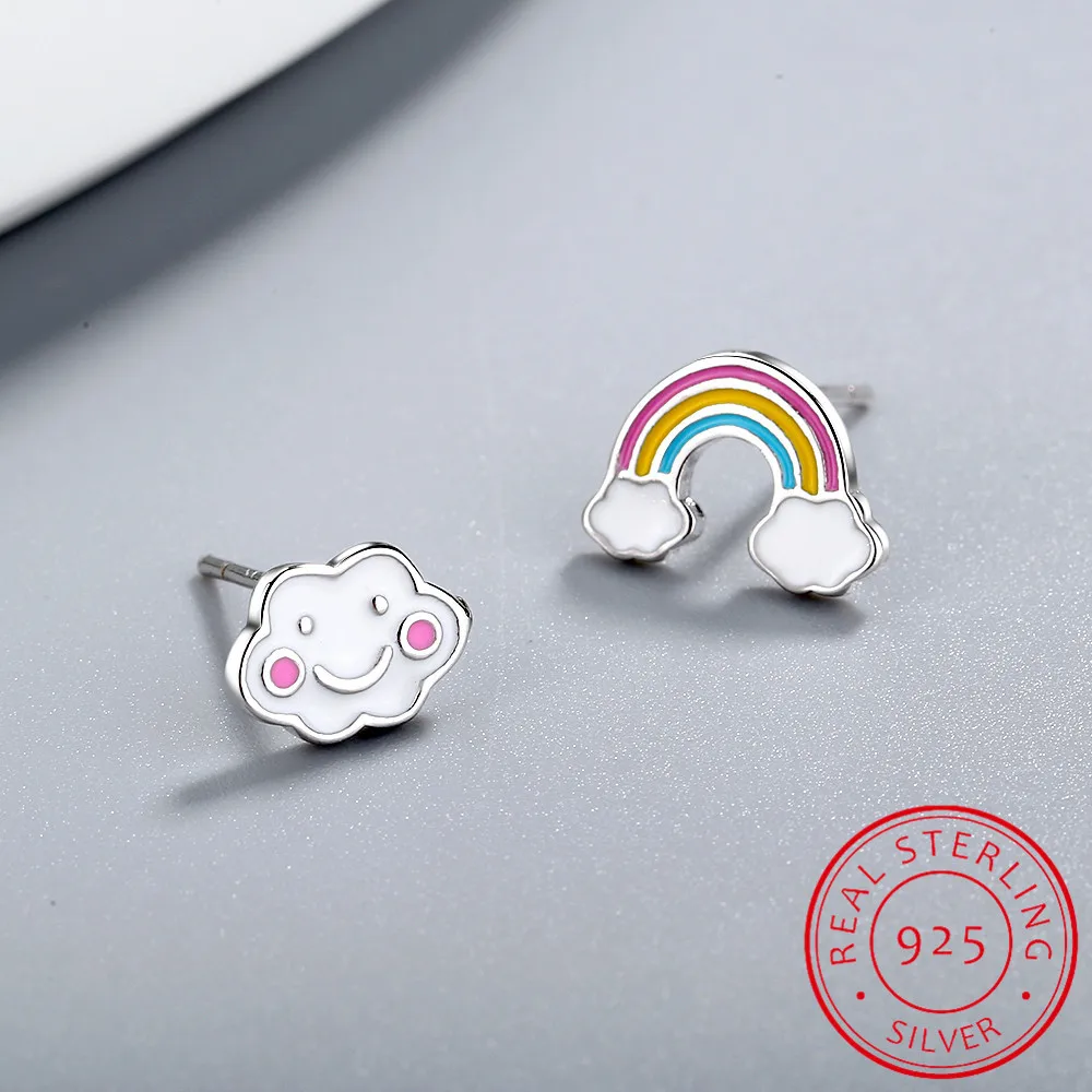 Stud-Earring Ear-Pierced 925-Sterling-Silver Japanese Girl Korean Women Real Kids Pure