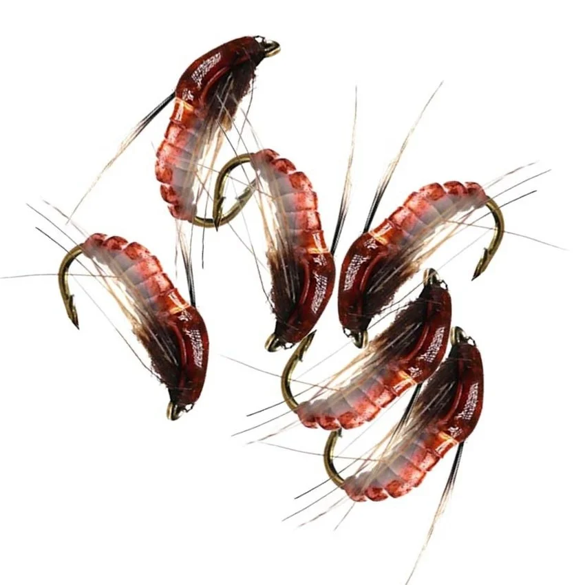 2 Pcs Realistic Brown Nymph Scud Fly Lures - Trout Fishing Bait, Soft Plastic Artificial Insects - View #3