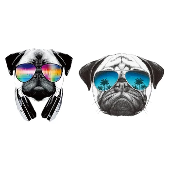 

Sunglasses Dog Stickers Heat Press Appliqued Diy Decoration Patches For T-Shirts Bags Washable Stickers Set Iron On Transfer