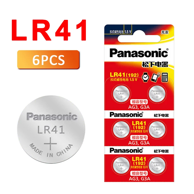 6 uds Panasonic 192 Original 1,5 V 0% Hg baterías de botón de la célula LR41 192 SR41 AG3 G3A L736 192 392A para la calculadora juguete smart watch