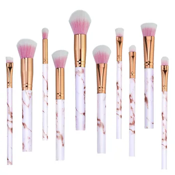 

10 Pcs Marble Pattern Makeup Brush Kits Multi-function Foundation Blush Powder Eyeshadow Blending Brushes