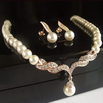 

Dressv Jewelry Sets Pearl Earrings Necklace For Women Alloy Luxury Korean Sweet Romantic Chic Jewelry Female Set