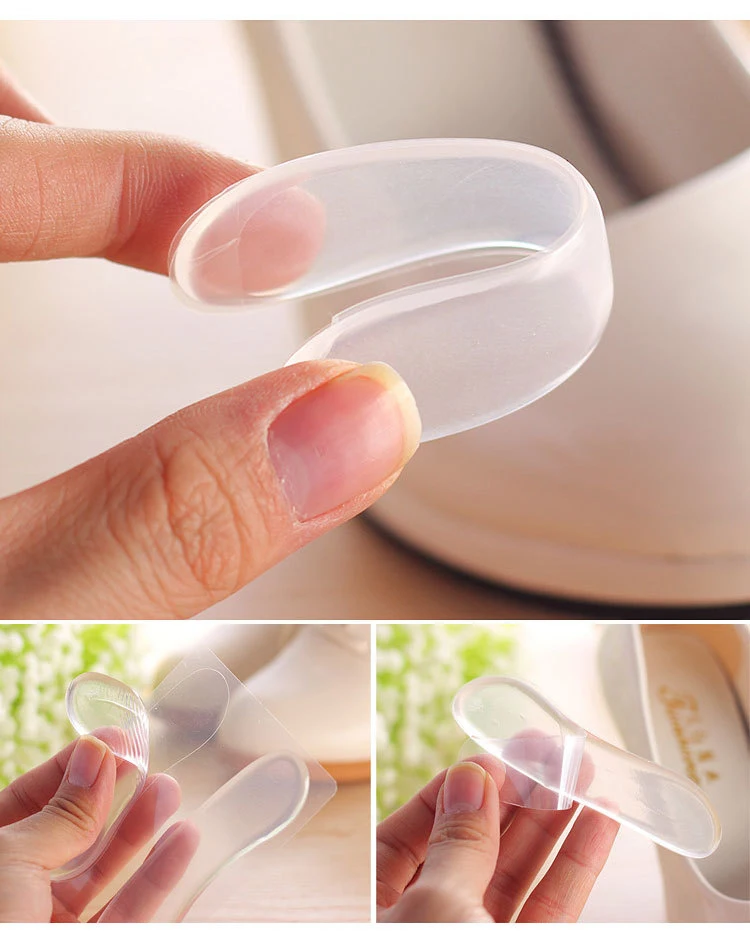 1 Pair Clear Soft Silicone Gel Women Heel Inserts Protector Foot Feet Care Shoe Insert Pad Insole Cushion