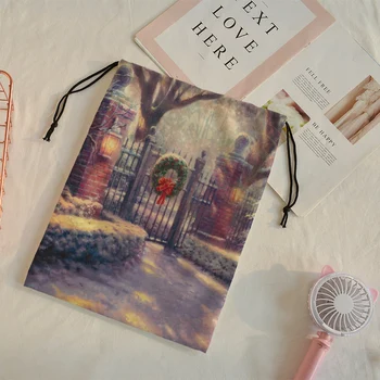 

Crowdale Unique Customize Women bag 3D Printing Shoulder Bag Speed pocket Christmas gift Drawstring Flannelette bags 32cmx40cm