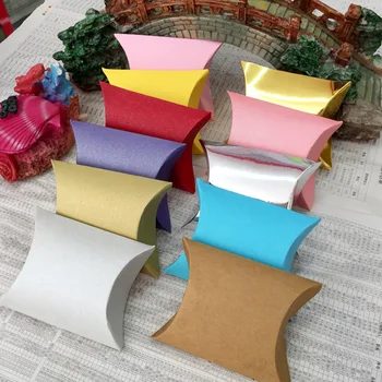 

50pcs Candy Box Bag Craft Paper Pillow Shape Wedding Favor Gift Boxes Pie Party Bags Eco Friendly Kraft Packaging Bags