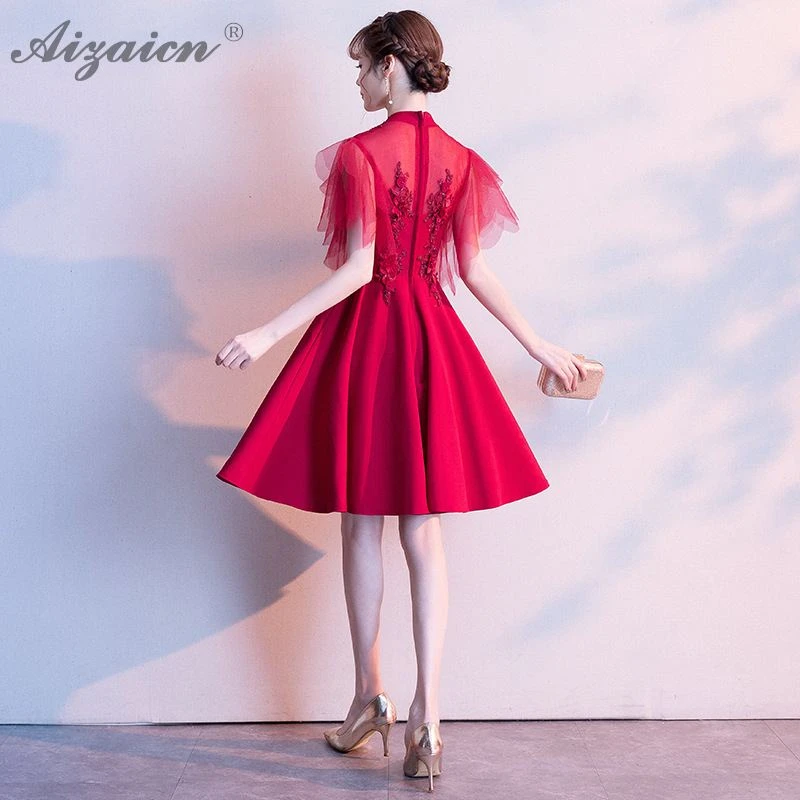 Красная мини Пряжа юбка мода беременных короткие Cheongsam Современная невеста свадебное платье Qi Pao женское китайское свадебное платье Qipao акция