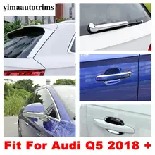 Chrome ABS Exterior Car Side Door Handle Cover Grab Catch / Rear Window Wiper Kit Trim Accessories For Audi Q5 2018 2019 2020 