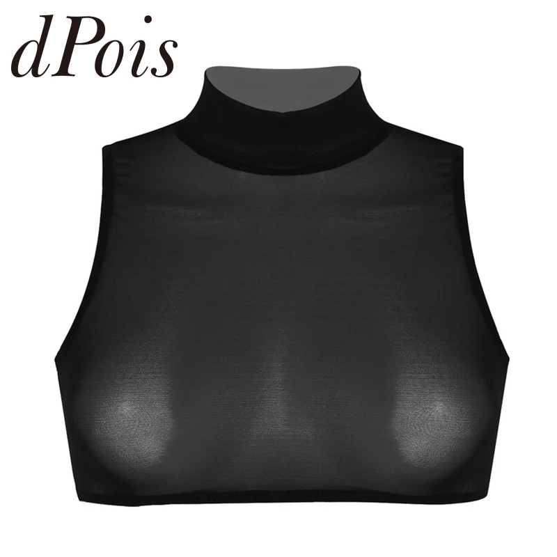 Сексуальное женское Сетчатое прозрачное белье женский бюстгальтер топы Круглый вырез без рукавов Бралетт короткий топ фестивальный рейв Топы