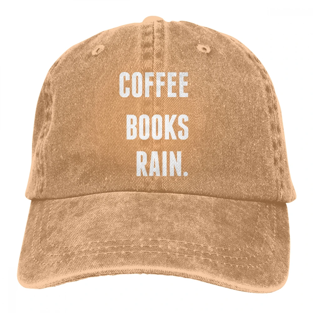 Кофе книги дождь Casquette черный унисекс Мужские Женские джинсовые бейсболка с ремешком кепки Регулируемый Гольф папа шляпа - Цвет: Хаки