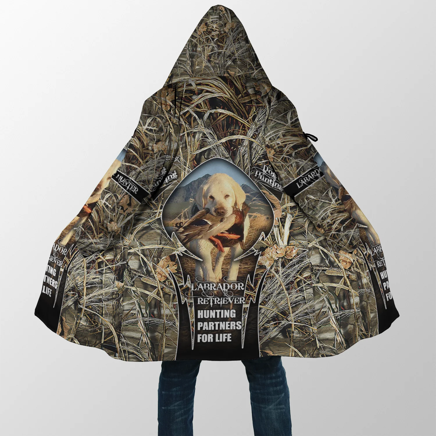 2021 winter Fashion Mens Hooded cloak Labrador Hunting 3D Printing Thick Fleece wind breaker Unisex Casual Warm Hood cloak DP02