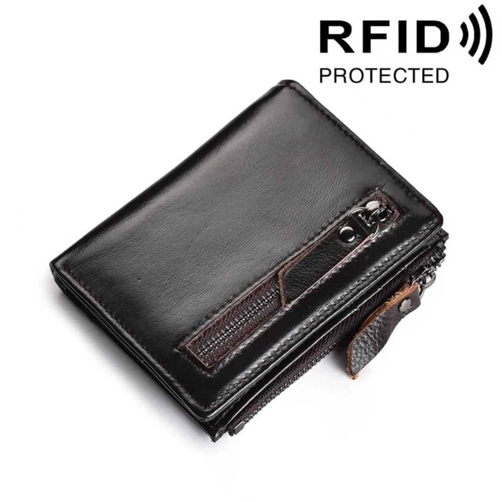 Genuine Cow Leather Men Wallets Hasp Zipper Short Card Holder Male Purse Fashion Brand High Quality Simple Men Purse