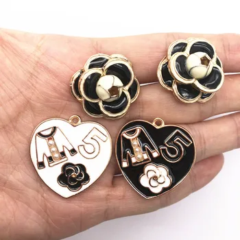 

5pcs/pack Number 5 Heart 3D Flower Alloy Metal Charms Handmade DIY European Charm for Bracelets & Pendants Jewelry Making