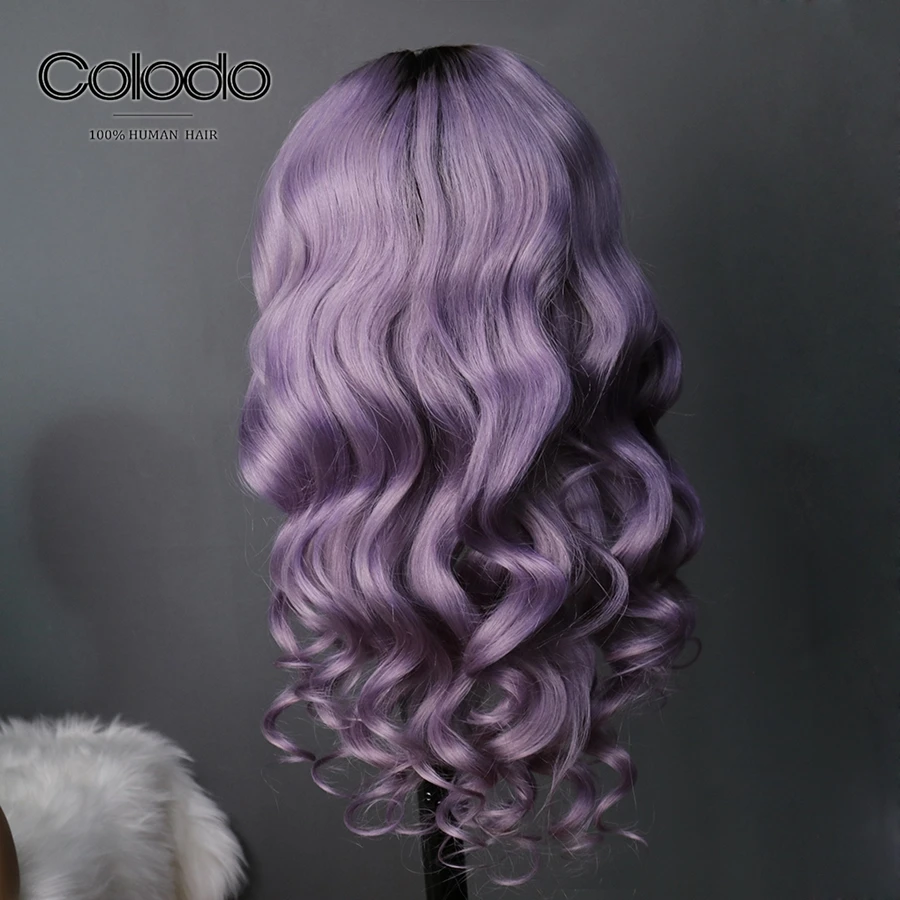 Colodo Реми бразильские Синтетические волосы на кружеве человеческих волос парики 13X4 фиолетовый волнистый парик с детскими волосами предварительно вырезанные розовый парики из натуральных волос с Африканской структурой, Для женщин