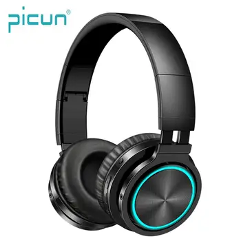 

Picun B12 Wireless Bluetooth 5.0 Headphones Deep Bass Earphones With Mic Headset Support TF Card FM Mode Audio Jack For Pc phone