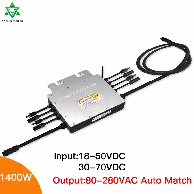 MPPT Solar Grid Tie Micro Inverter 1400W SG1400 Microinverter Micro Inversor Solar Pure Sine Wave Input 24/36V Output 110/220V