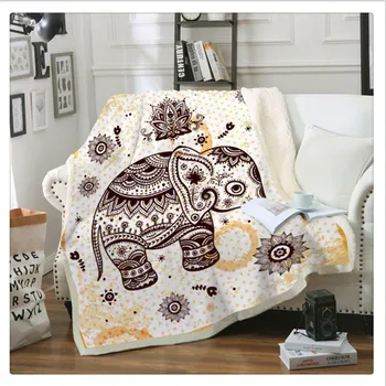 

Mandala Elephant Flannel Blanket Wolf Sea Turtle Animal Blankets Double Side Soft Thicken kid Winter Throw For Bed Sofa Travel
