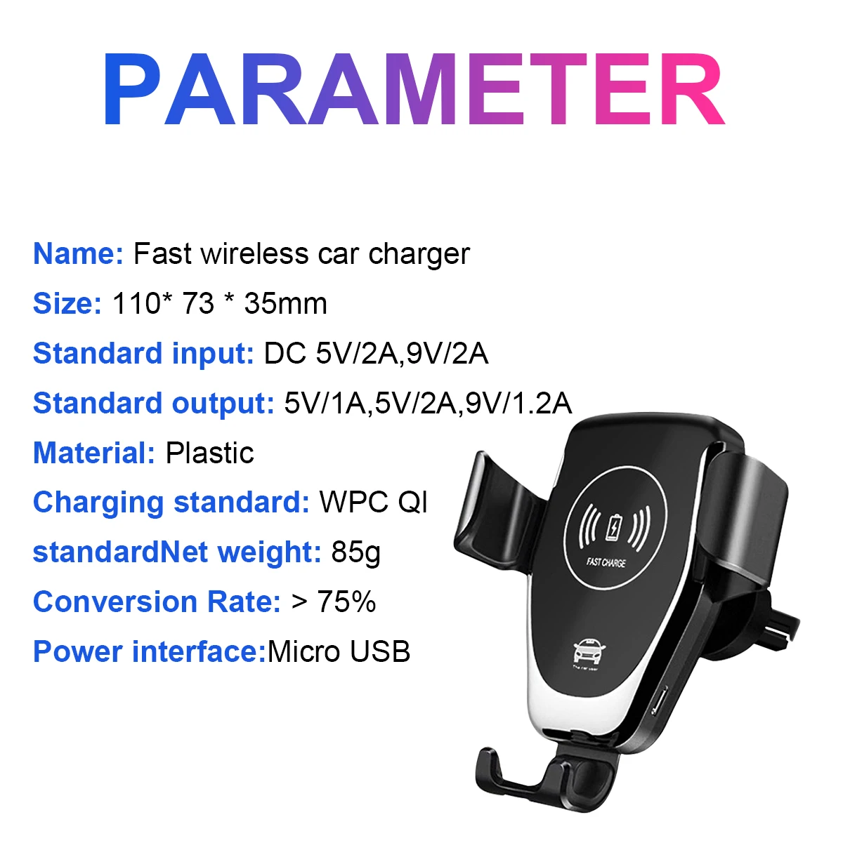 iphone charging stand Gravity Induction Car Qi Wireless Charger For iPhone XS 12 Max XR 8 Fast Charging Air Vent Phone Holder For Samsung Note S9 S8 mobile wall stand