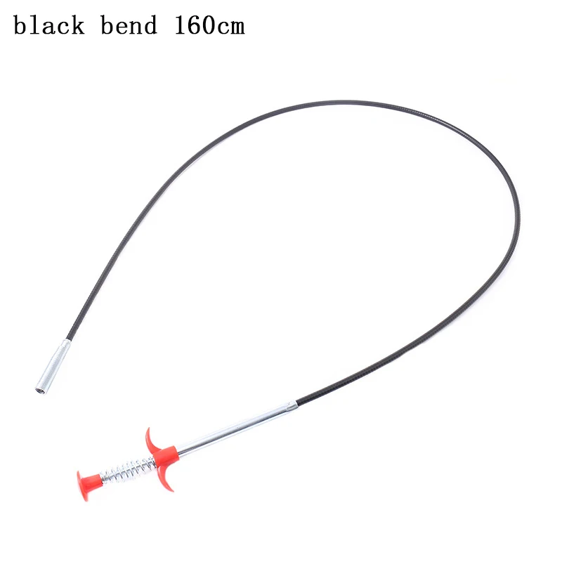 black bend 160cm Очиститель для труб 60*2,8 см белый/черный пружинный инструмент для удаления волос канализационных дноуглубительных работ кухонные инструменты нержавеющая сталь/полипропилен сгибаемый 1 шт - Цвет: black bend 160cm