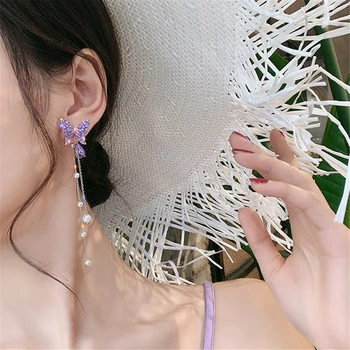 

17 types Long Tassel Crystal Drop Earring for Women Bijoux Oversize Bowknot Rhinestone Dangle Earring Statement Earrings Jewelry